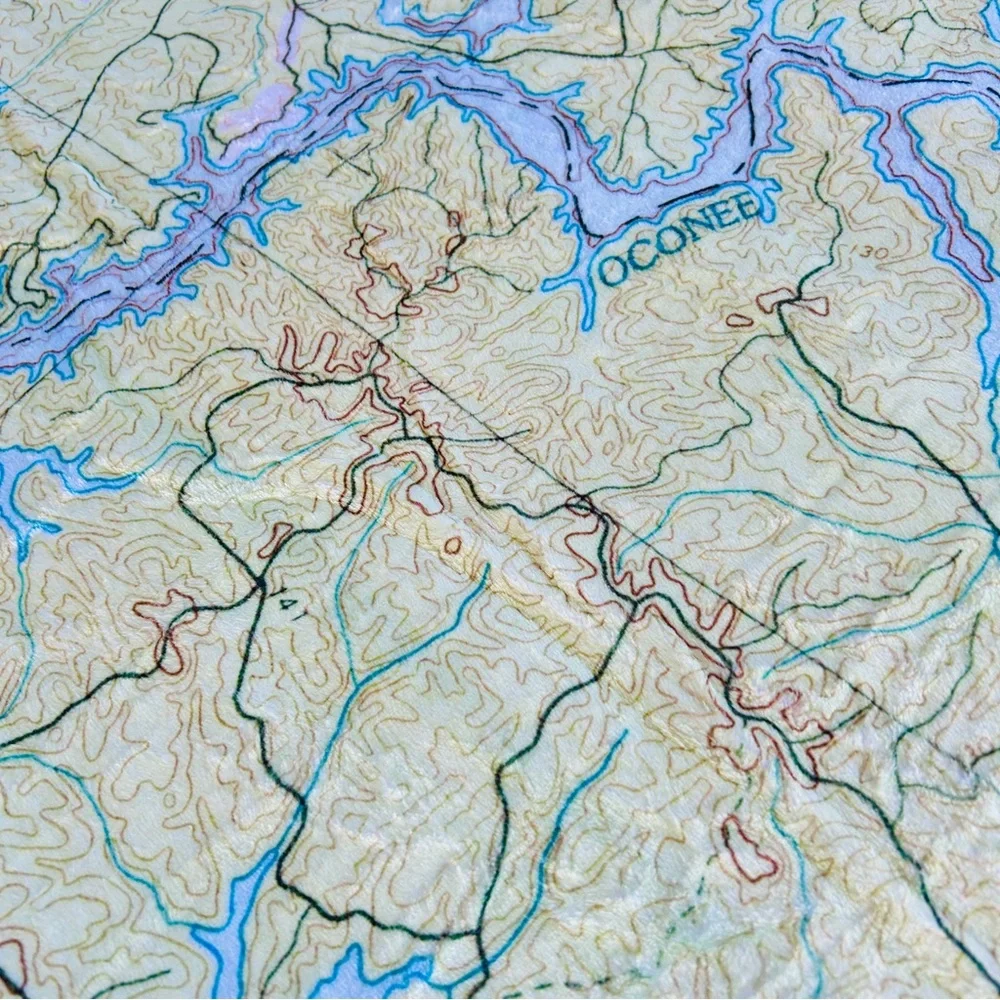 NEW without TAGS Plush Lake Sinclair, Georgia Topo Map Blanket